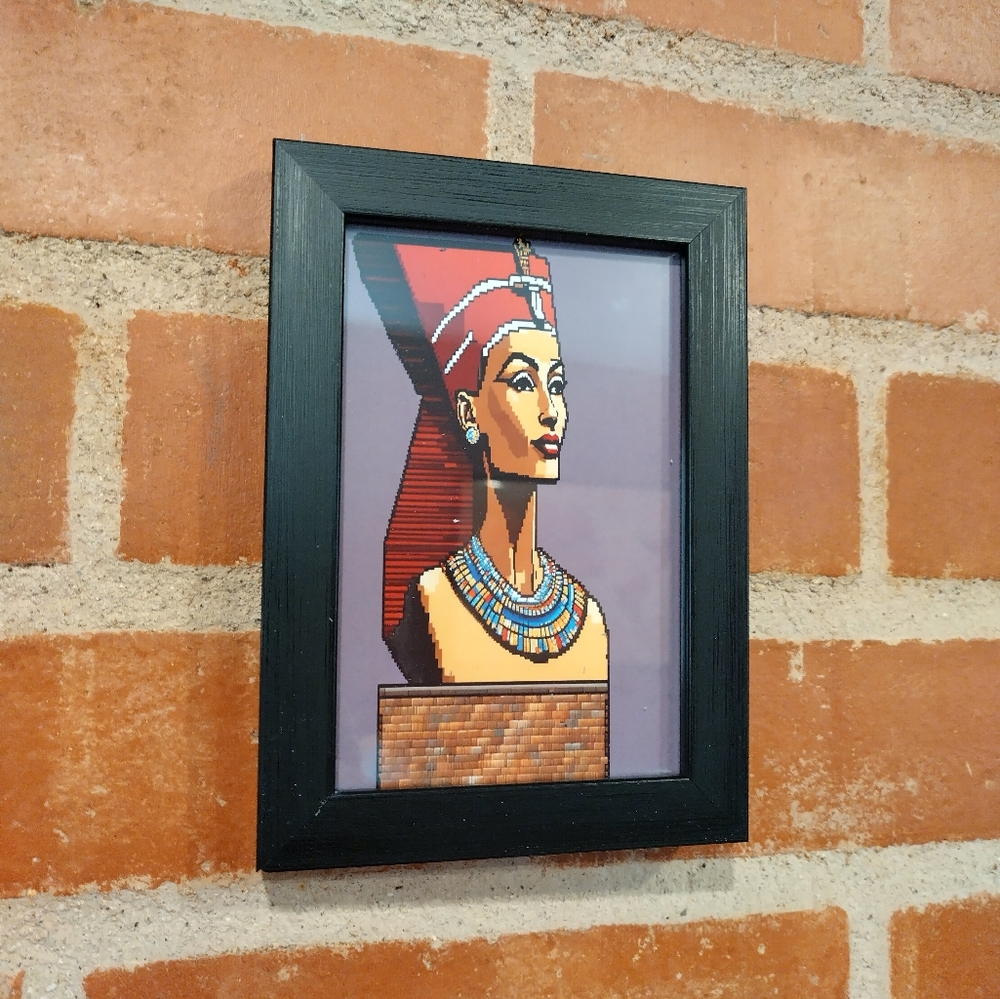 8 Bit Nefertiti Framed Mini Art Print lo-fi Pixel Art